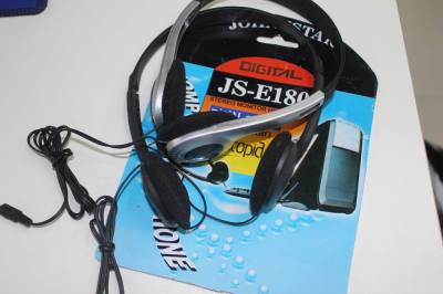 Js - 183 black computer headset with stereo headphones