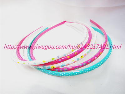 6 mm Plastic headband with thermal transfer printing gear head little flower dots