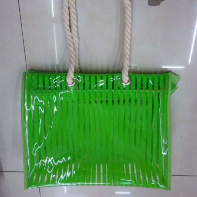 PVC knotted the striped beach bag