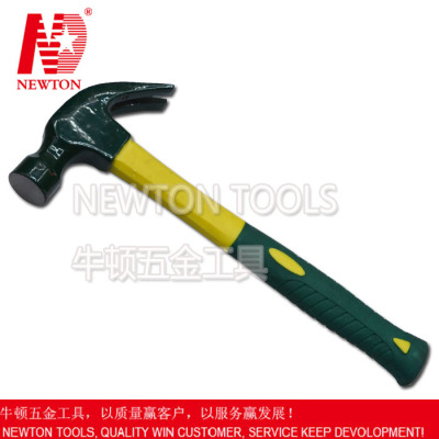 Forging hammer yellow green paint green hammer claw hammer with fiber handle