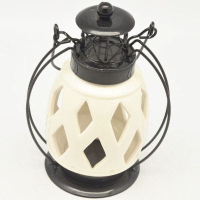 Ceramic Crafts White Ceramic Iron Storm Lantern