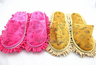 Winter Printing Lazy Cleaning Mop Slippers High Quality Chenille Ground Slippers Home Floor Shoes