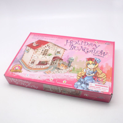 Mixed color paper and foam 3D puzzle P634h holiday villa.