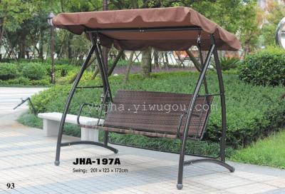 Outdoor rattan leisure PE swing three-seat  swing garden swing chair