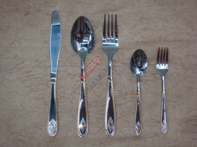 0530A stainless steel tableware mirror stainless steel knife, fork, gold flower Tang Shao
