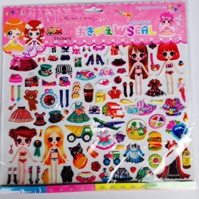 Can repeatedly stick scene cute girl dress up locker stickers girls play house children stickers