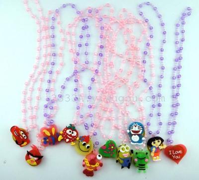 Spread the creative new children's cartoon glow pendant beads necklace hot night market stall in the supply