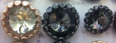 Buttons coat alloy glass rhinestone buckle