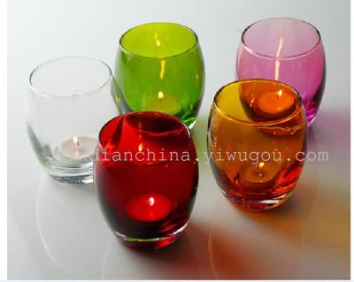 Simple color round clear glass candle holders glass candle cups romantic Valentine candlelight dinner specials
