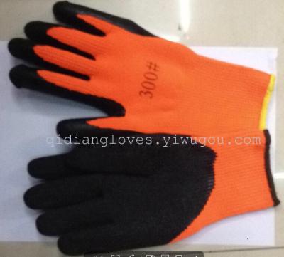 Black gloves gloves Orange yarn Terry gloves winter warm gloves