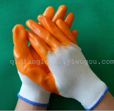 Nylon PVC rubber gloves semitrailer rubber gloves, wear-resistant, oilproof and waterproof protective clothing outlet