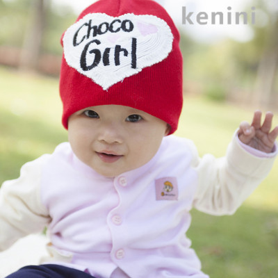 Fashion Baby Love Sleeve Cap Baby Warm Hat Infant Knitted Woolen Cap Autumn and Winter Hat