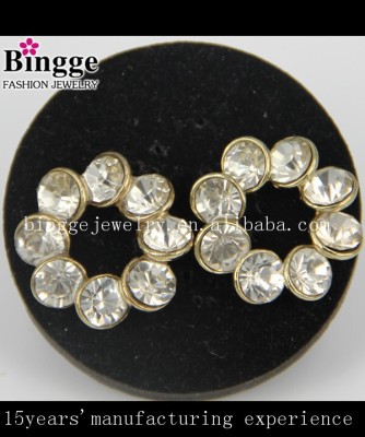 Round alloy plated earrings with diamond ears small girls fashion jewelry
