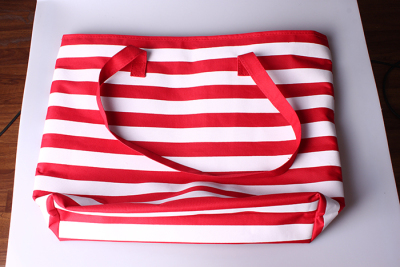 Wide-striped rope knotted shopping bag