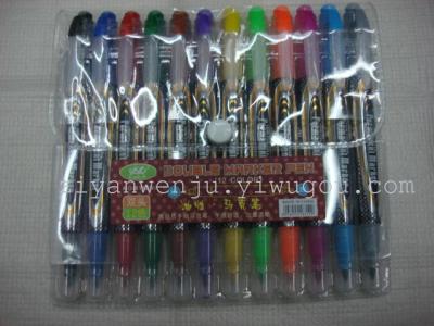 Manufacturer specials 12-color two-headed oil marker pens