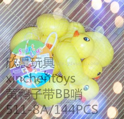 Plastic yellow ducks with BB whistle toy baby children's products,