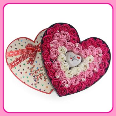Heart-shaped 48 rose gift box with light creative SOAP Flowers Gifts Valentine gifts wholesale