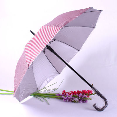 Automatic straight rod umbrella fabric with silver stripes can be printed advertising customized wholesale
