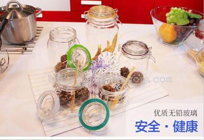 Square Transparent Glass Sealed Jar Storage Jar Cereal Can Snack Candy Box