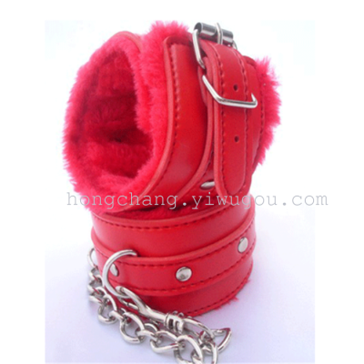 Sexy Red leather plush handcuffs alternative toys