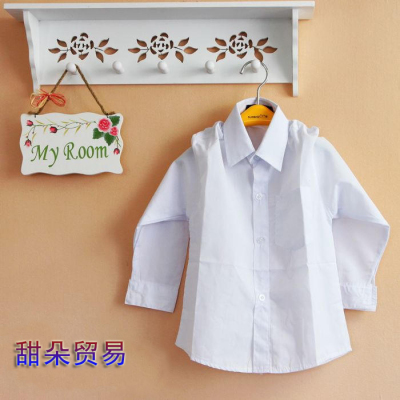 Purchase in Yiwu white polyester/cotton long sleeve England child small medium large spring and autumn shirt kids
