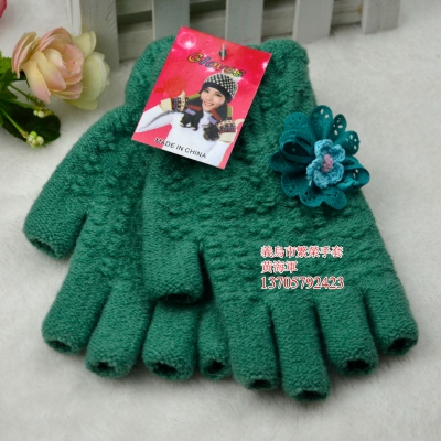 Korean Winter Half Finger Gloves girls jacquard jacquard glove