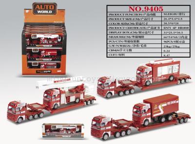 Alloy sliding vehicle model fire truck container car toy