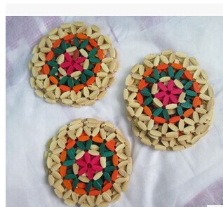Exquisite color, multi-purpose bamboo round bowl mat, tea cup pad, dinner pad, cup pad, heat insulation pad