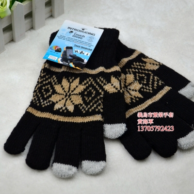 The touch screen and cashmere jacquard jacquard gloves touch gloves snowflake touch gloves brushed touch gloves
