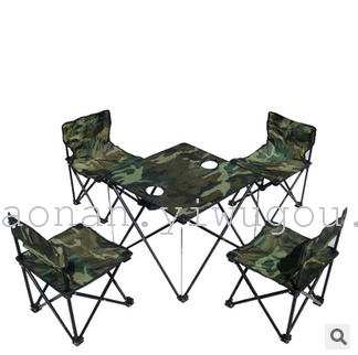 Folding table. Five-piece set table outdoor table