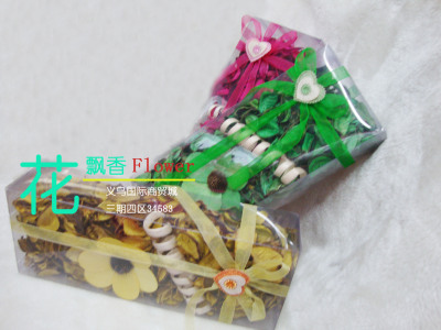 Long PVC box with dried flower air package including wood flower decoration