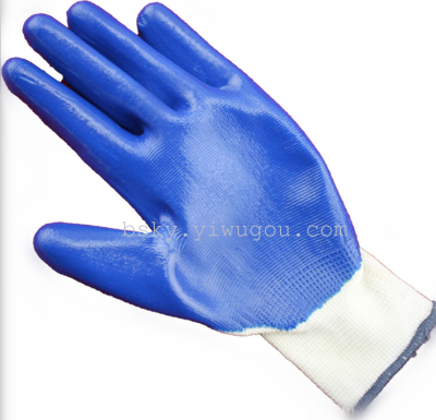 Wholesale 13 pin nylon ding, gloves, gloves, blue nylon ding, rubber gloves.