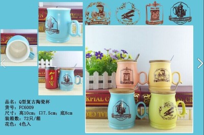 Authentic ceramic Cup breakfast lovers mark cup water Cup large capacity milk creative Cup 086
