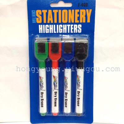 With a magnet brush whiteboard pen 4 sets can be rubbed mark pen painting graffiti teaching writing pen