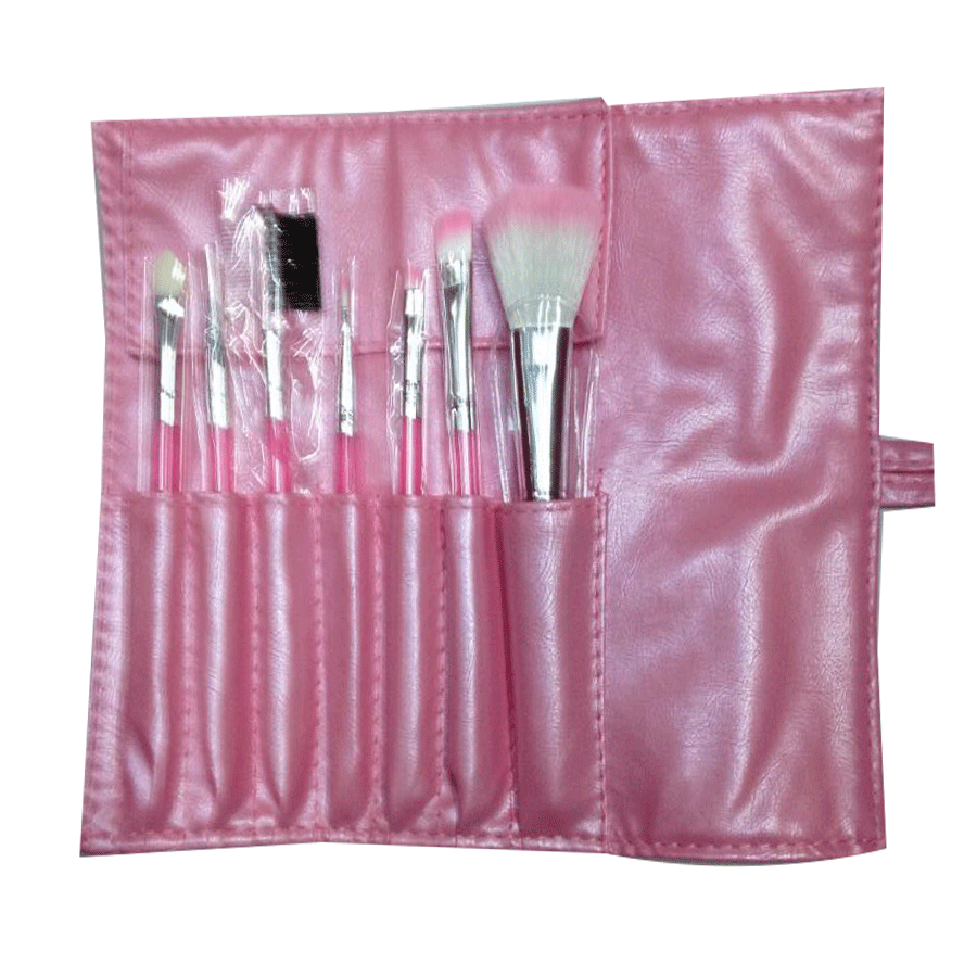 7 sets of leather cover brush sateri makeup tool blush brush eyebrow brush eye shadow brush