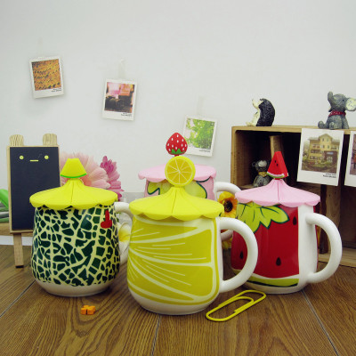 Buck star pot ceramic mugs with new creative fruit mug lovable personality with lid water cups