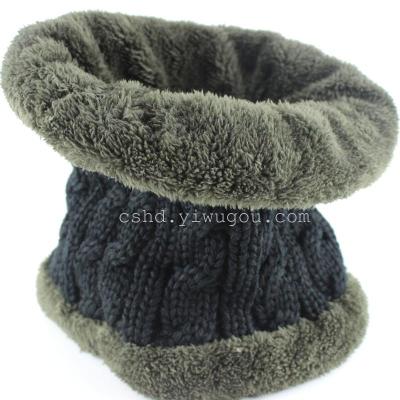 Winter added fabric padded collar outdoor windproof Korean version of warm wool scarf
