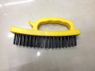 Bent back brush with shaped handle wire brush with plastic handle wire brush