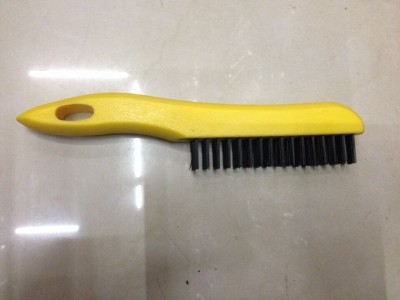 Wood handle wire brush yellow handle wire brush new plastic handle wire brush 4 row Wire Brush Cleaning brush