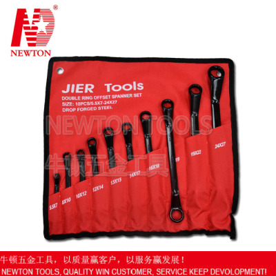 High carbon steel black finishing 5.5x7-24x27 neck double ring wrench 10pcs set