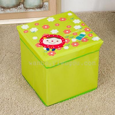 Senior Oxford cloth embroidered stool sat box shoe bench storage bench, storage square storage box collapsible stool