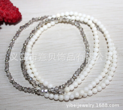 Bay natural coral beads plus Crystal elastic bracelet-white coral necklace bracelet