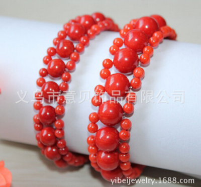 Natural coral beads Sha Dinghong means Bell Sha Dinghong hand-knitted elastic bracelet bracelets