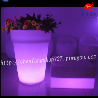 decorative led colorful flower pot Outdoor hotel resort  creative basin led plastic flower POTS