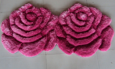 South Korean Silk 2 Rose Floor Mats, Carpet