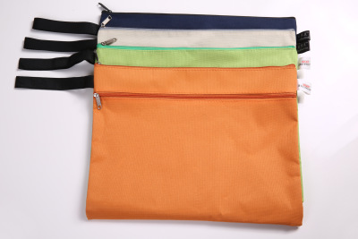 Oxford fabric double zippered SEC bag with folder in hand