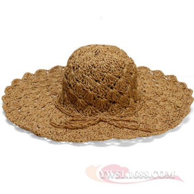 Handmade hollow big straw hat curling Beach Hat Lady sun hat Sun Garden