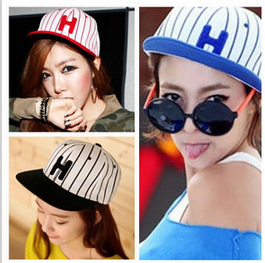 Korean female baseball cap visor Hat summer Hat striped letters Hat h Ping Street Dance, hip hop, New Hat
