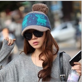 New Korean version of deer in autumn and winter ball duck tongue and knitted wool Cap Baseball Cap casual hats
