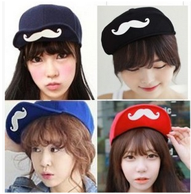 New Hat Korea lovely moustache turned tide girls Hat brimmed hat the street hip hop Baseball Cap